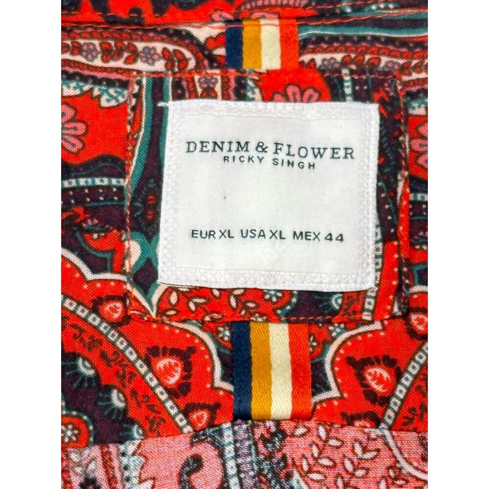 Denim & Flower Ricky Singh Mens XL Paisley Short Sleeve Button Up Shirt Red - Picture 3 of 8